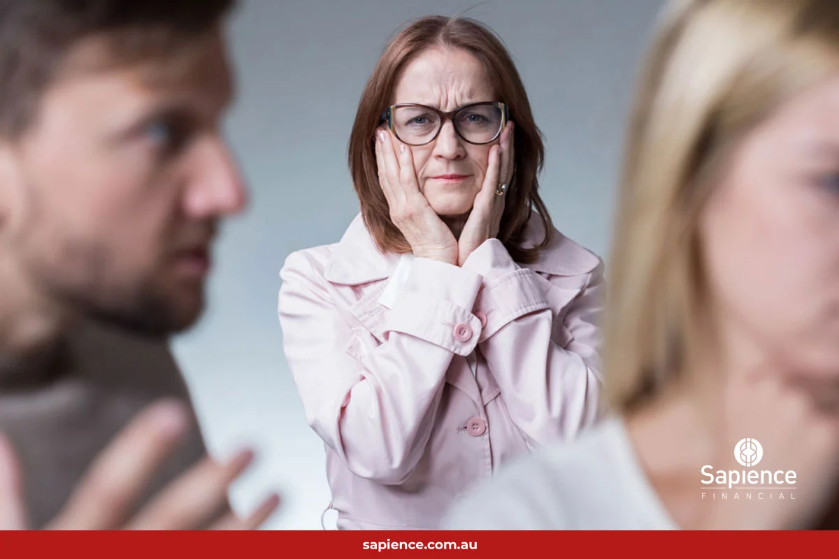 a concerned mother watching her adult children constantly argue with each other