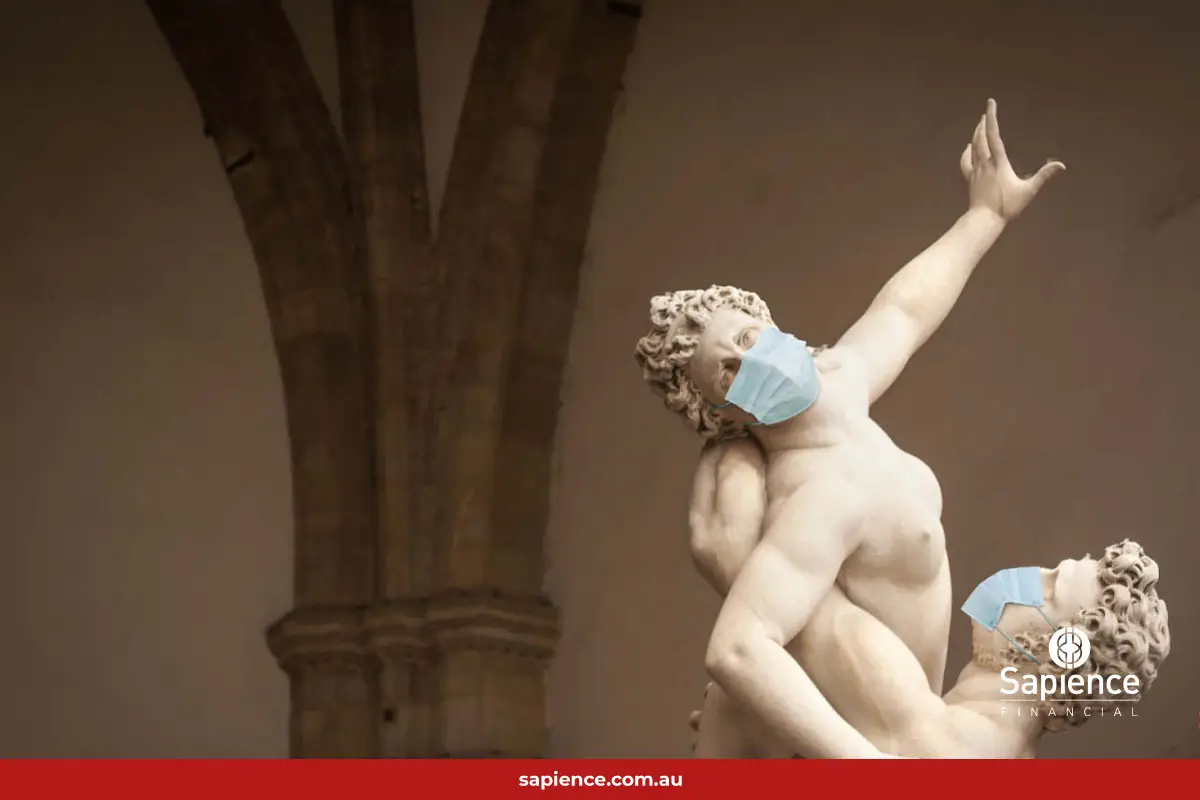 The statue of the Kidnapping of the Sabine Women by Giambologna, in the Loggia dei Lanzi in Florence Italy.