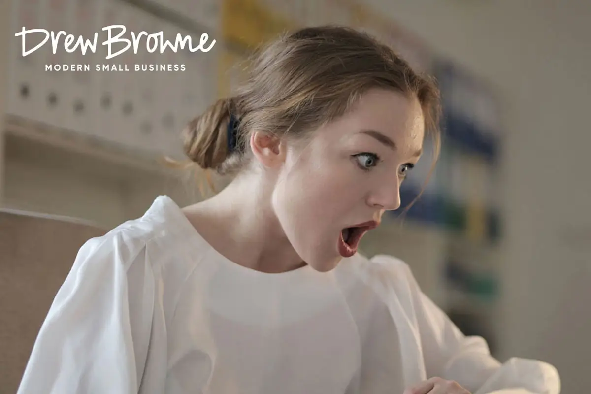 shocked young lady reading